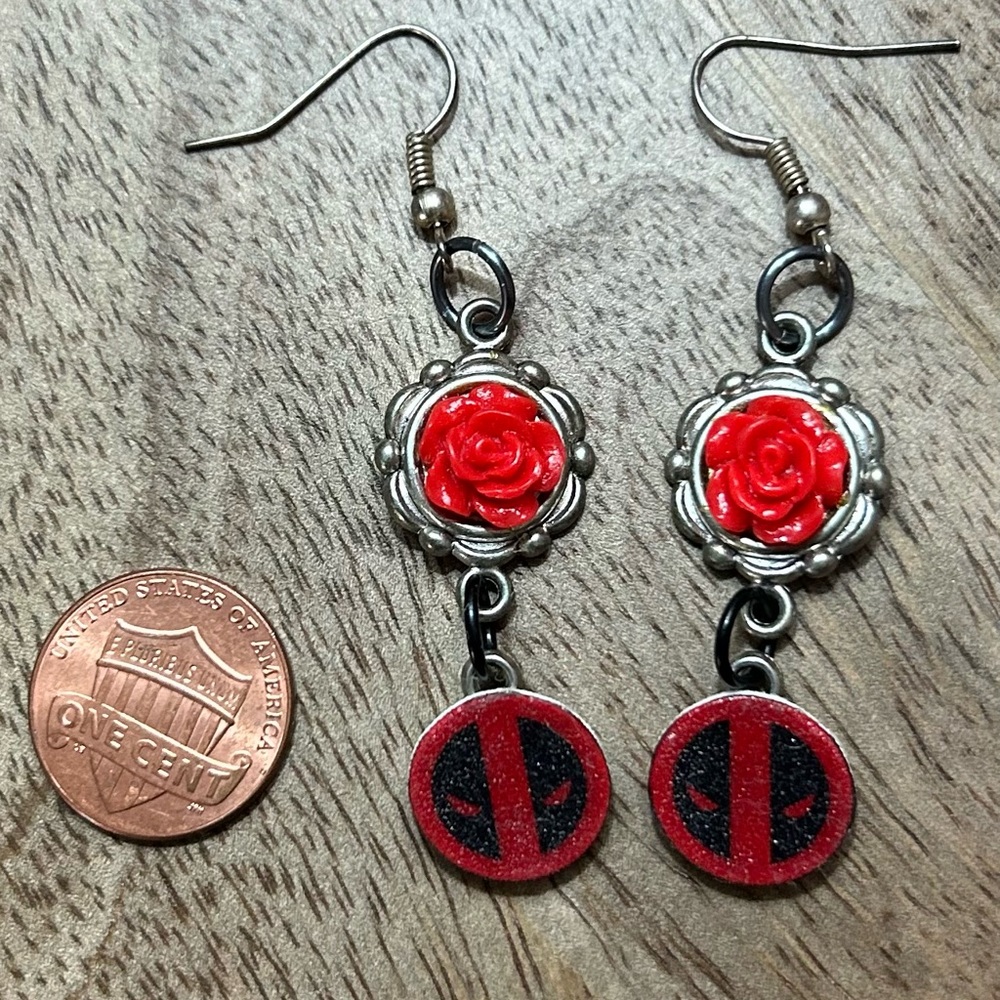 Dainty Deadpool earrings